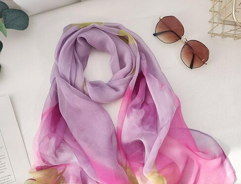Silk Feeling Lightweight Scarves for Women Elegant Floral Pattern Head Wrap Shawls in Saudi Arabia