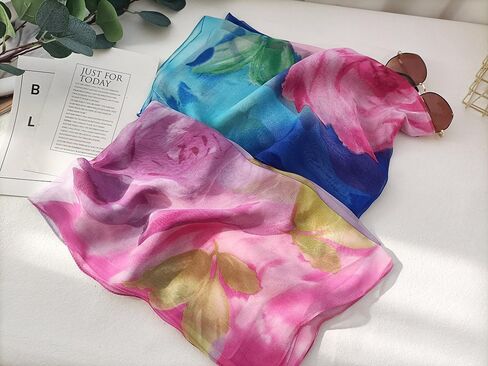 Silk Feeling Lightweight Scarves for Women Elegant Floral Pattern Head Wrap Shawls in Saudi Arabia