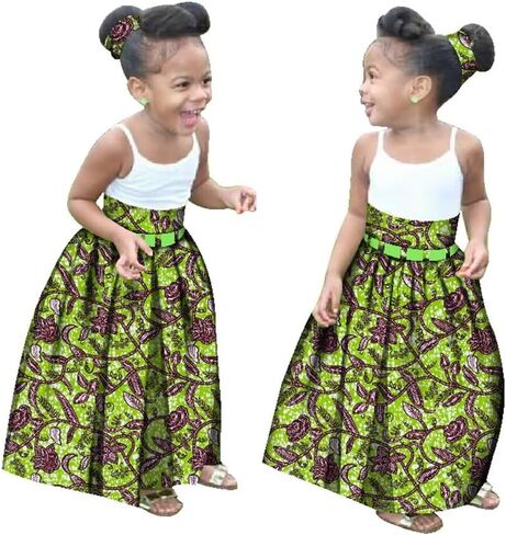 XIAOHUAGUA Little Girl’s African Wax Print Skirts Bohemian Ankara High Waist Long Skirt for Kids Girls Kente Clothes 7-12T in Saudi Arabia