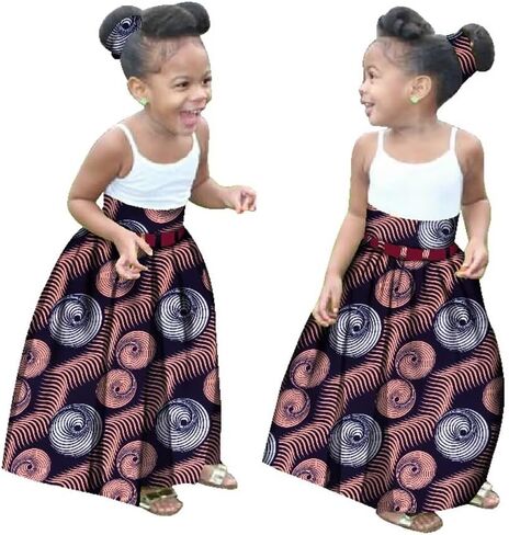 XIAOHUAGUA Little Girl’s African Wax Print Skirts Bohemian Ankara High Waist Long Skirt for Kids Girls Kente Clothes 7-12T in Saudi Arabia
