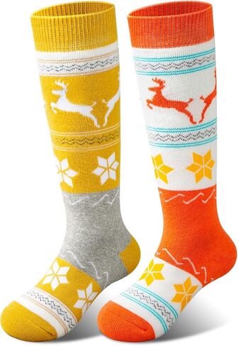 Cimkiz Merino Wool Kids Kids Ski Sci (اثنين من الأزواج/3 أزواج) للبنين الفتيات كثيفة دافئة للتزلج على الجليد في فصل الشتاء الرياضة in Kuwait