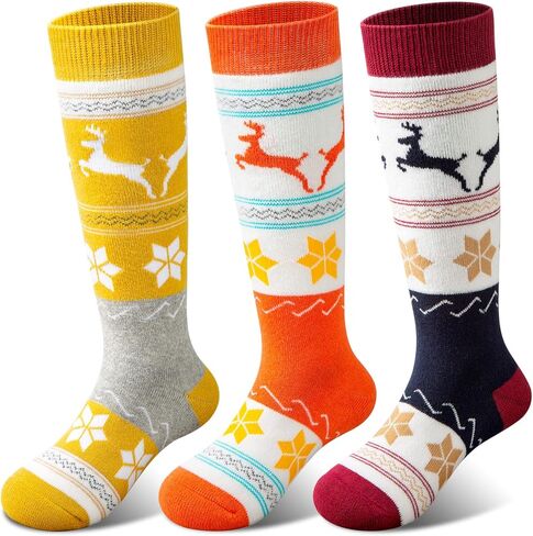 Cimkiz Merino Wool Kids Kids Ski Sci (اثنين من الأزواج/3 أزواج) للبنين الفتيات كثيفة دافئة للتزلج على الجليد في فصل الشتاء الرياضة in Kuwait
