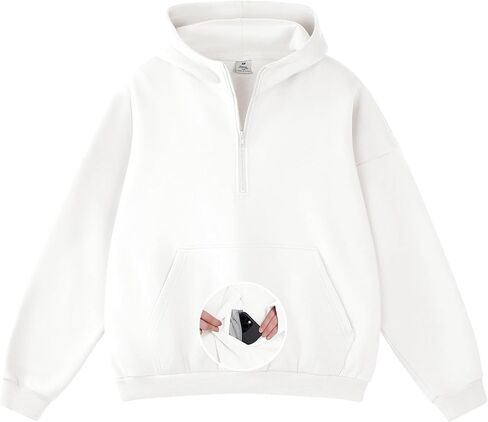 FAIABLE Women Hoodies Half Zip Up Oversized Sweatshirts Fleece Cotton Quarter Zip Hoodie Pullover Fall Winter Outfit in Saudi Arabia