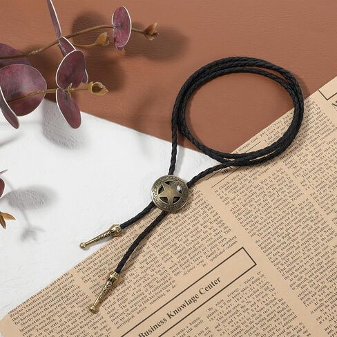 2Pcs Bolo Tie for Men Western Cowboy Leather Bolo Tie Retro Style Ties Supplies Star Accessories Western Cowboy Banquet Birthday Gift Suitable Casual Wearsuits in Saudi Arabia