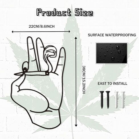 ديكور حائط Zckjnoi Hand Hippie - ملصق خيالي وفن جداري معدني لجمالية الغرفة، منحوتة حائط مضحكة للمنزل وغرفة النوم (أسود) in Saudi Arabia