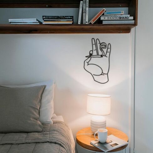 ديكور حائط Zckjnoi Hand Hippie - ملصق خيالي وفن جداري معدني لجمالية الغرفة، منحوتة حائط مضحكة للمنزل وغرفة النوم (أسود) in Saudi Arabia