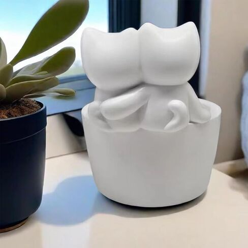 Cat Candle Holder, Cartoon Kitten Candle Holder, Cat Warming Hands Candle Holder, Gift for Girl Women, Cat Lover Gifts Candles for Candle Holders Decor (White Cat) in Saudi Arabia