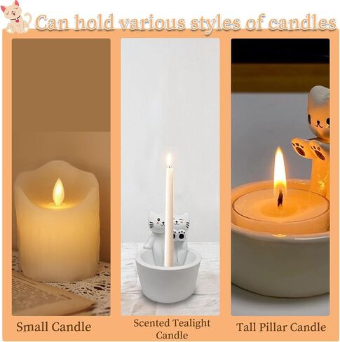 Cat Candle Holder, Cartoon Kitten Candle Holder, Cat Warming Hands Candle Holder, Gift for Girl Women, Cat Lover Gifts Candles for Candle Holders Decor (White Cat) in Saudi Arabia