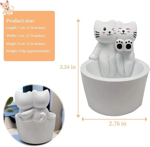 Cat Candle Holder, Cartoon Kitten Candle Holder, Cat Warming Hands Candle Holder, Gift for Girl Women, Cat Lover Gifts Candles for Candle Holders Decor (White Cat) in Saudi Arabia