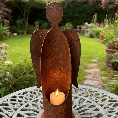 Wind Resistant Candle Holder Outdoor Gardens Metal Decoration Rustproof Romantic Lighting Decoration Yard Accessories Angel Sculpture Yard in Saudi Arabia