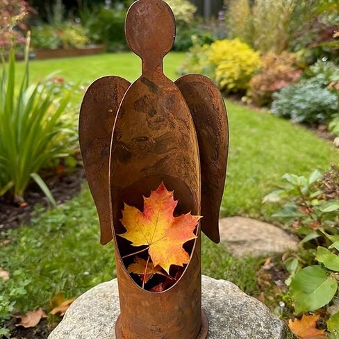 Wind Resistant Candle Holder Outdoor Gardens Metal Decoration Rustproof Romantic Lighting Decoration Yard Accessories Angel Sculpture Yard in Saudi Arabia