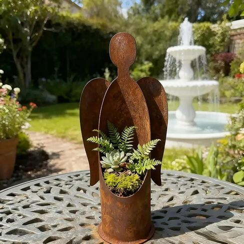 Wind Resistant Candle Holder Outdoor Gardens Metal Decoration Rustproof Romantic Lighting Decoration Yard Accessories Angel Sculpture Yard in Saudi Arabia