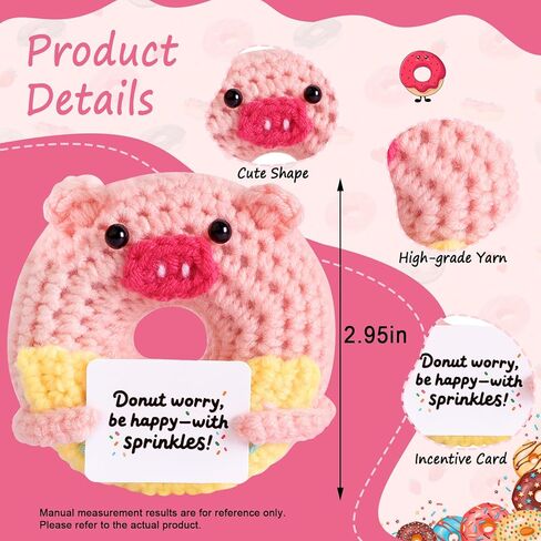 Positive Crochet Donut Pink Pig, Emotional Support Crochet Cute Bag Desk Decor, Uplifting Birthday Graduation Motivational Gift for Friends Famil Colleagues in Saudi Arabia