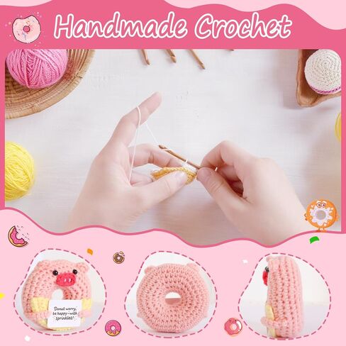 Positive Crochet Donut Pink Pig, Emotional Support Crochet Cute Bag Desk Decor, Uplifting Birthday Graduation Motivational Gift for Friends Famil Colleagues in Saudi Arabia