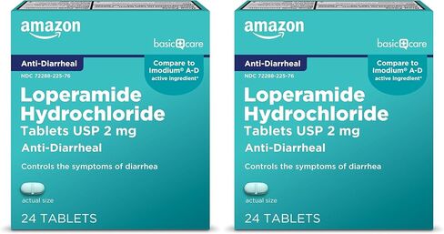 Amazon Basic Care Loperamide Hydrochloride Tablets, 2 mg, Anti-Diarrheal, 24 Count (Pack of 1) (Packaging may vary) in Saudi Arabia