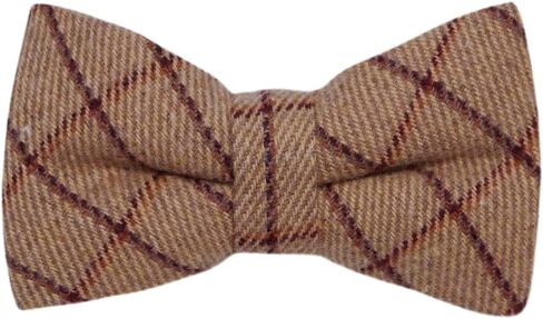 King & Priory Oak Brown Tattersall Check Bow Tie, Tweed in Saudi Arabia