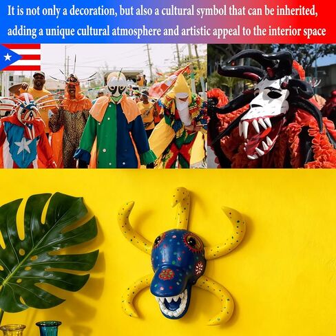 Puerto Rican Vejigante Carnival Mask Wall Decor, Handcrafted Puerto Rico Art for Home, Office, Festival, and Gifts in Saudi Arabia