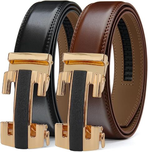 Mens Belt Men Dress and Casual with Ratchet Belt Adjustable Buckle，Trim to Fit in Saudi Arabia