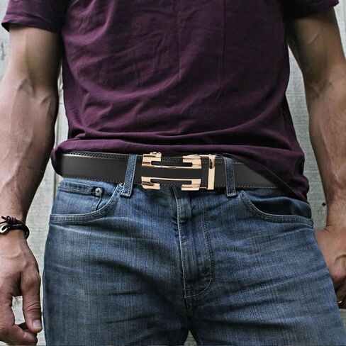 Mens Belt Men Dress and Casual with Ratchet Belt Adjustable Buckle，Trim to Fit in Saudi Arabia