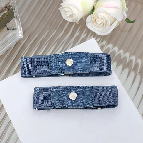 2-Pack Men's No Buckle Elastic Belts - Dual Loop Adjustable Stretch Waistbands 1.5" Width for Pants, Travel, Casual Wear in Saudi Arabia