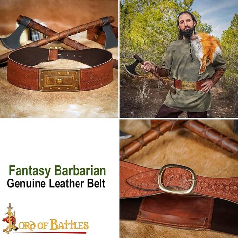 Lord of Battles Medieval Barbarian Belt Handcrafted from Genuine Buff Leather Waist Armor Perfect for LARP, Cosplay in Saudi Arabia