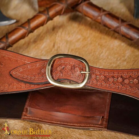 Lord of Battles Medieval Barbarian Belt Handcrafted from Genuine Buff Leather Waist Armor Perfect for LARP, Cosplay in Saudi Arabia