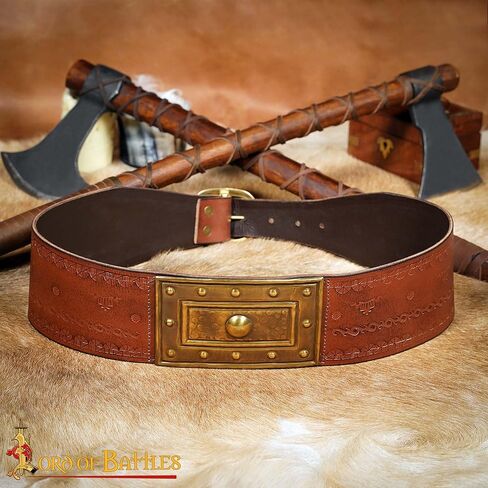 Lord of Battles Medieval Barbarian Belt Handcrafted from Genuine Buff Leather Waist Armor Perfect for LARP, Cosplay in Saudi Arabia