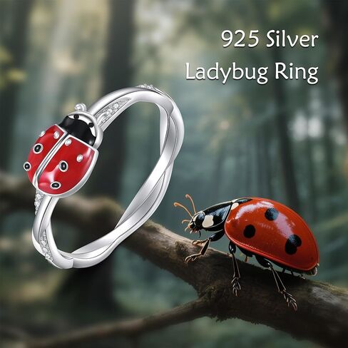 ONEFINITY Ladybug Gifts 925 Sterling Silver Ladybug Ring Bug Jewelry Gifts for Women Mom Grandma in Saudi Arabia