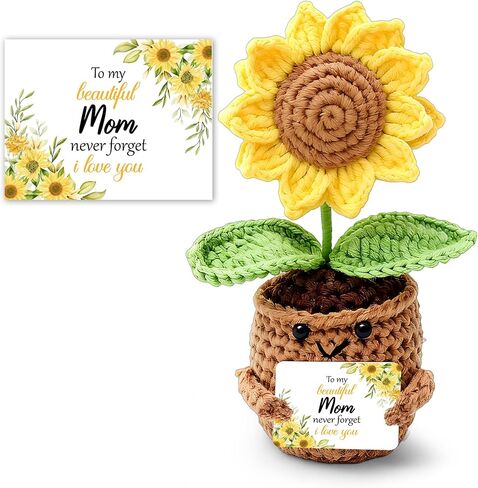 Daughter Gifts, Emotional Appreciation Support Crochet Sunflower Doll from Mom Dad, Inspirational Sunflower Plush for Birthday Gifts, Never Forget I Love You, 14 in Saudi Arabia