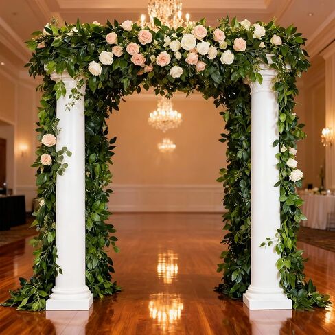 24 Pcs Artificial Italian Ruscus Greenery Stems, 21.6" Silk Faux Green Leaf Garland Branches Hanging Greenery Spray for DIY Wedding Arch Bouquet Filler Table Centerpieces Home Decor in Saudi Arabia