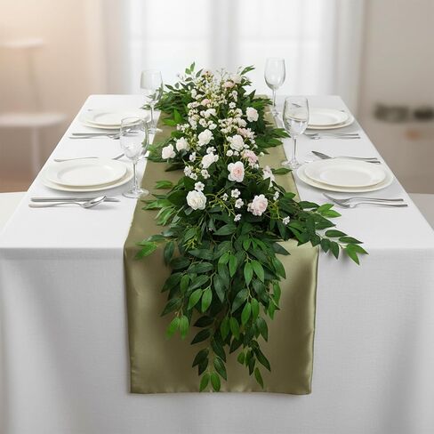 24 Pcs Artificial Italian Ruscus Greenery Stems, 21.6" Silk Faux Green Leaf Garland Branches Hanging Greenery Spray for DIY Wedding Arch Bouquet Filler Table Centerpieces Home Decor in Saudi Arabia