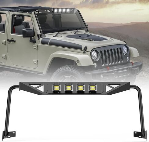 Nilight Front Bumper Compatible for 2007-2018 Wrangler JK/JKU 2018-2025 JL/JLU 2020-2025 Gladiator JT with 72W LED Bar 2 x 18W Pod 2X 18W Single Row Winch Plate in Kuwait