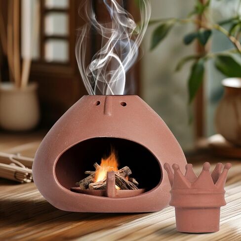Terracotta Palo Santo Holder Incense Burner with Chimney for Yoga, Relaxation, Meditation, Sticks Dish, Sage Ash Catcher, Smudge Bowl, Cone Burner, Essential Oil Burning, Gift for Women Christmas in Saudi Arabia