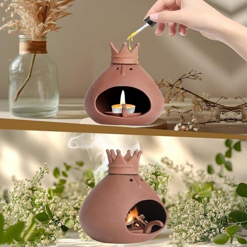 Terracotta Palo Santo Holder Incense Burner with Chimney for Yoga, Relaxation, Meditation, Sticks Dish, Sage Ash Catcher, Smudge Bowl, Cone Burner, Essential Oil Burning, Gift for Women Christmas in Saudi Arabia
