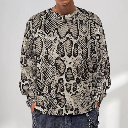 Men's Python Snakeskin Texture Print Sweatshirt Novelty Pullover Casual Raglan Round Neck Sweatshirt in Saudi Arabia