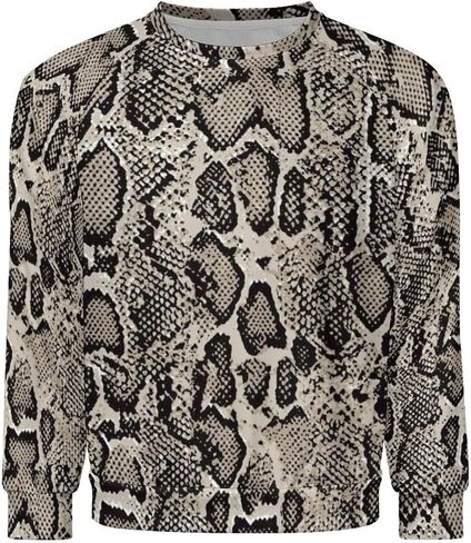 Men's Python Snakeskin Texture Print Sweatshirt Novelty Pullover Casual Raglan Round Neck Sweatshirt in Saudi Arabia