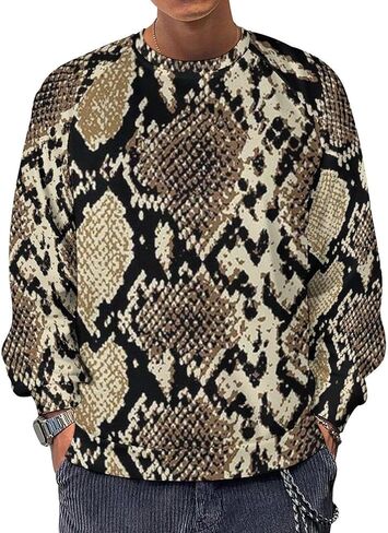 Men's Python Snakeskin Texture Print Sweatshirt Novelty Pullover Casual Raglan Round Neck Sweatshirt in Saudi Arabia