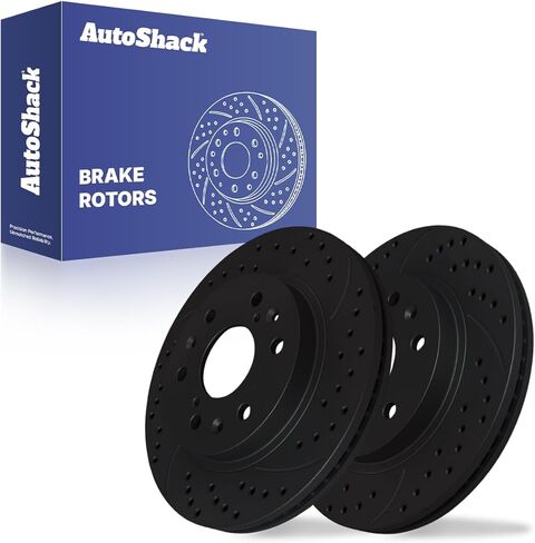 AutoShack Black Hat Drilled and Slotted Brake Rotors Front Brake Rotor Replacement Kit for Chevrolet Silverado 1500 Tahoe Avalanche Suburban 1500 GMC Sierra 1500 Yukon XL Cadillac Escalade PR65099LR in Kuwait