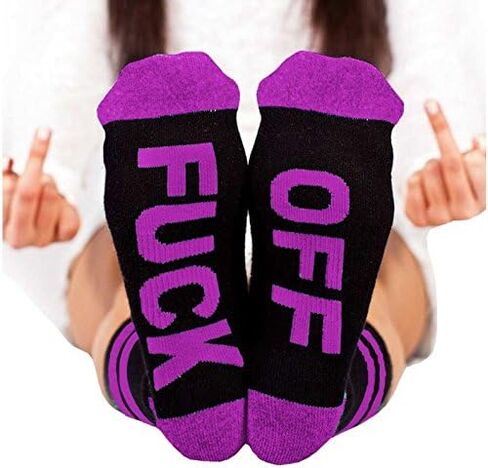 Fuck Off Letters Socks Cotton Half Cre Soft Funny Casual Sports Socks For Men Women in Saudi Arabia