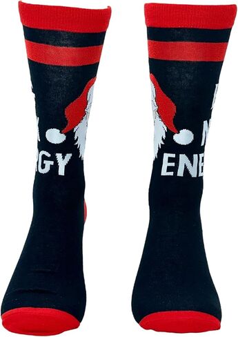 Funny Christmas Crew Sock for Men – Big Nick Energy Santa Print – Holiday Novelty Gift – Festive Black & Red Cotton Stocking Stuffer – Hilarious Gag Gift for Xmas Parties & Winter Wear in Saudi Arabia