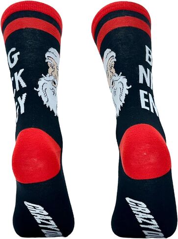 Funny Christmas Crew Sock for Men – Big Nick Energy Santa Print – Holiday Novelty Gift – Festive Black & Red Cotton Stocking Stuffer – Hilarious Gag Gift for Xmas Parties & Winter Wear in Saudi Arabia