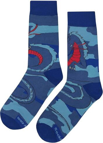 Dragon Dress Socks Funny Novelty Crazy Fun Design Men Size 8-12 Cotton Casual Crew Colorful Funky Gift for Men in Kuwait