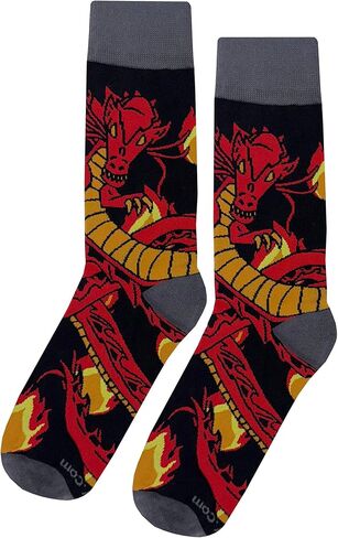 Dragon Dress Socks Funny Novelty Crazy Fun Design Men Size 8-12 Cotton Casual Crew Colorful Funky Gift for Men in Kuwait