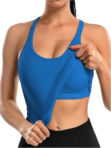 SOLY HUX Women's Workout Tank Top Scoop Neck Sleeveless Fitted Athletic Yoga Shirts with Built in Bra in Saudi Arabia