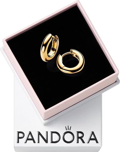 أقراط PANDORA Essence الدائرية الدائرية - أقراط مطلية بالذهب عيار 14 قيراط - هدية للنساء - تتضمن صندوق هدايا in Saudi Arabia