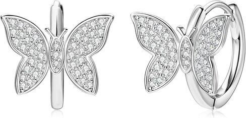 AINUOSHI Pave Moissanite Huggie Earrings Butterfly Earrings for Women 14k Gold Plated 925 Sterling Silver Tiny Earrings Small Huggie Hoop Earrings Lightweight Hoops Gift for Women Lab-created GRA Certified Authenticity in Saudi Arabia