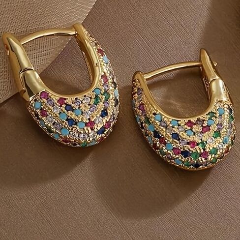 1 Pair of Retro Gorgeous Synthetic Zircon Hoop Earrings Earrings for Women Business Date Party Wedding Jewelry Holiday Gifts in Saudi Arabia