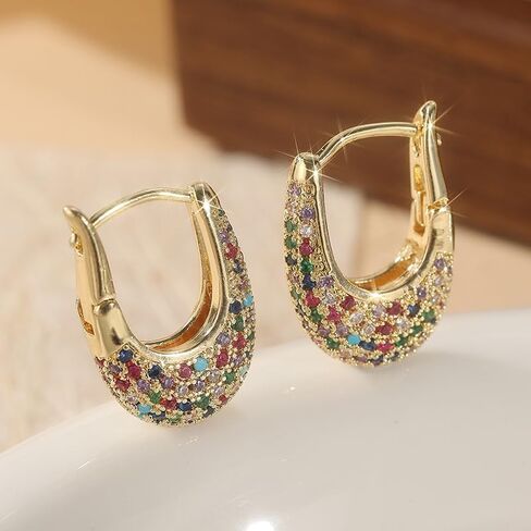 1 Pair of Retro Gorgeous Synthetic Zircon Hoop Earrings Earrings for Women Business Date Party Wedding Jewelry Holiday Gifts in Saudi Arabia