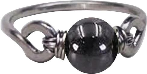 Black Tourmaline 6mm Bead Ring in Stainless Steel- Silver-Bronze-Copper- Black Iron-Titanium-Niobium-14K Gold-14K Rose Gold Hand Hammered Ring Sizes 4-16 October Birthstone in Saudi Arabia