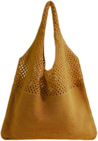 Crochet Tote Bag Summer Hobo Shoulder Bag Foldable and Lightweight Knitted, Very Suitable for Travel in Saudi Arabia